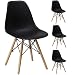 Produktbild Gr8 Home 4 Retro Eames Inspiriert Sessel Set Plastik Holz Modern Büro Esszimmer Wohnzimmer Tisch Lounge Panton Eiffel Sitz Vintage Hohe Rückenlehne Stuhl - Schwarz