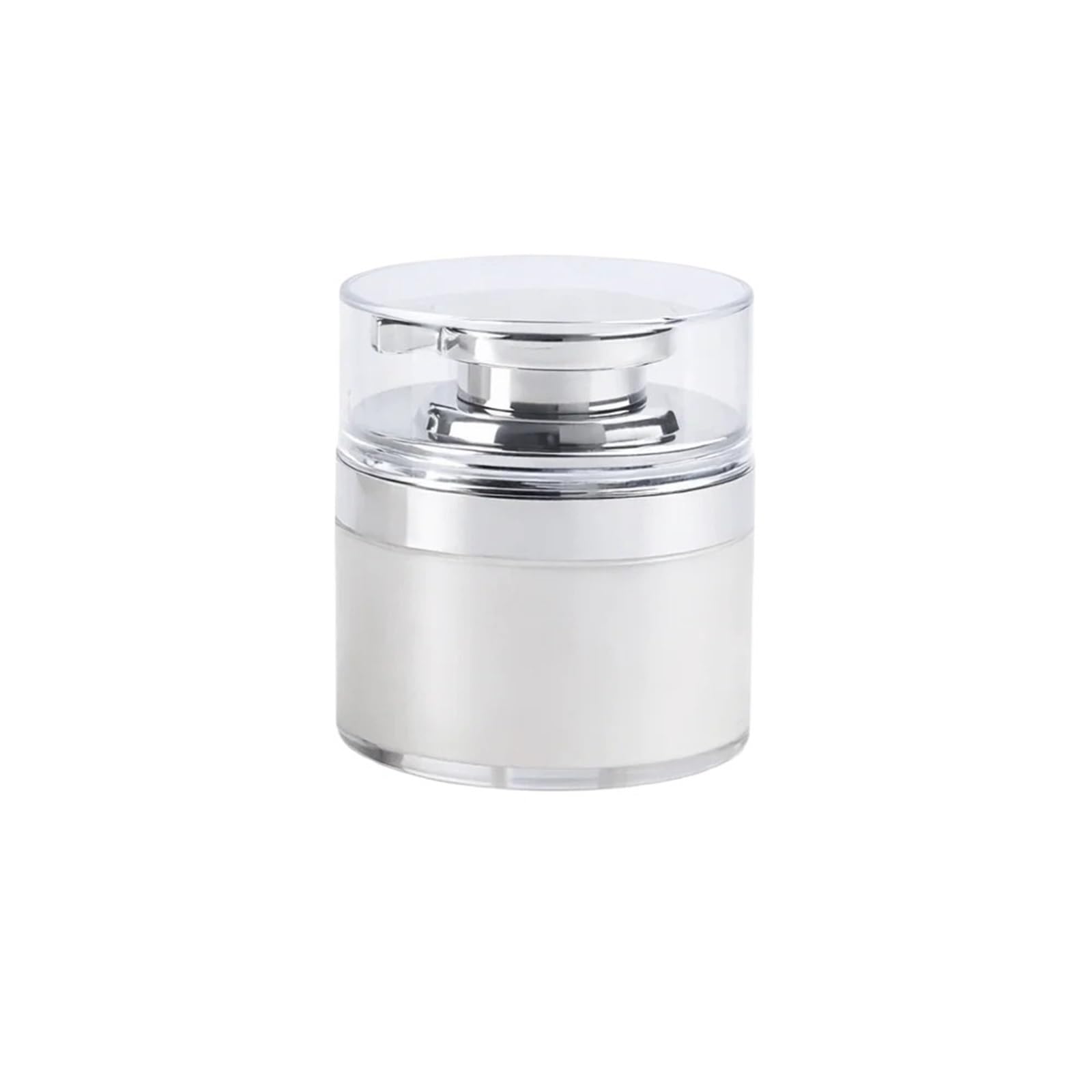 Face cream dispensing jar Portable Vacuum Bottle Lotion Cosmetic Storage Jar Press Cream Skincare Container(Silver-30g)