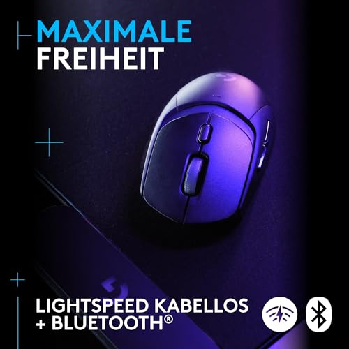 Logitech G G309 LIGHTSPEED kabellose Gaming-Maus, leicht, LIGHTFORCE-Hybridschalter, HERO 25K-Sensor, über 300 Stunden Akkulaufzeit mit AA-Batterie, 6 programmierbare Tasten, PC und Mac - Schwarz