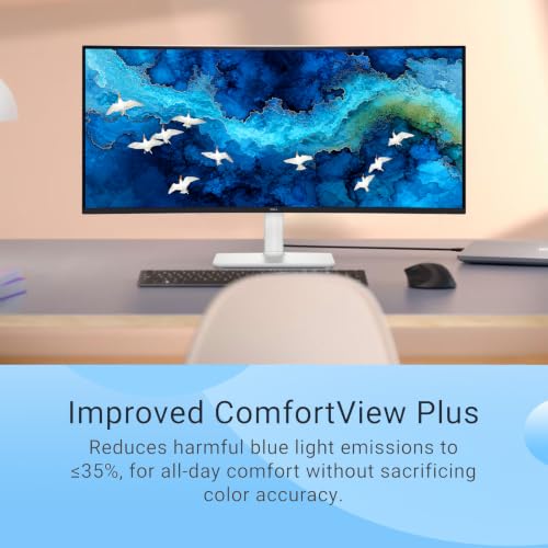 Image of Dell 34 inch WQHD Curved Monitor, 120 Hz, VA Panel, AMD FreeSync Premium, HDR10 | 99% sRGB, 3000:1 Contrast, Integrated 2x5W Speaker, Eye Comfort, HDMI /USB-C&A, VESA Mount, Height|Tilt Adjustment, White