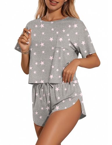 Image of Ekouaer Womens Pajama Sets Sexy Lounge Sets Side Split Short Pj Sets Cute Pjs 2 Piece Comfy Sleepwear Loungewear