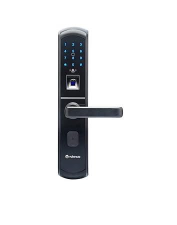 Valencia- Filip Smart Door Lock with Fingerprint, RFID, PIN Access & Manual Key Access, Black(Free Installation), Glass Finish