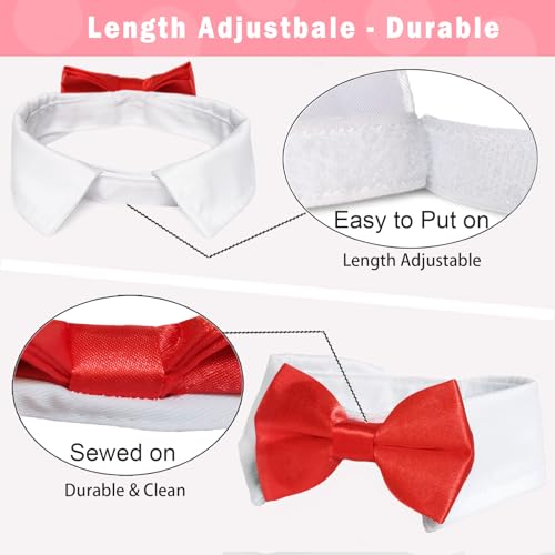 Image of Dog Bowtie, KOOLMOX Dog Bow Tie Handcrafted Adjustable Formal Pet Red Bowtie Collar Neck Bow for Dogs Medium to Large Boy Tuxedo Collar Pet Wedding Birthday Gift