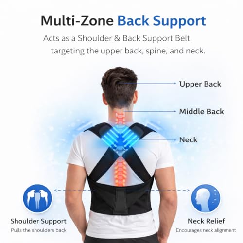 Image of ANTIL'S X-Cross Posture Corrector - Adjustable Back Straightener Belt for Men & Women, Neoprene Shoulder & Back Support Brace, Clavicle & Spine Alignment, Universal Size