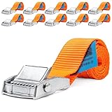 10 x 250 kg daN 0,5m Profi Spanngurte mit Klemmschloss 25mm Spannriemen Befestigungsriemen DIN EN 12195-2