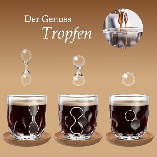 Lot de 6 tasses à café avec structure en goutte et design clair de 220ml