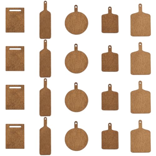 Set de 5 mini tablas de cortar de madera con mango miniatura 1