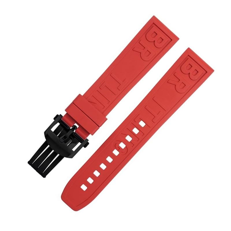 Bracelet caoutchouc 22mm rouge haute finition pour boîtier Breitling