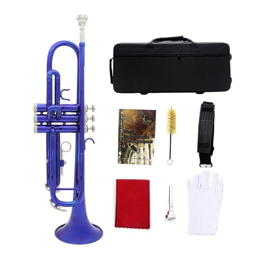 Trompette en si bémol en laiton bleu, le cadeau idéal pour jeune musicien
