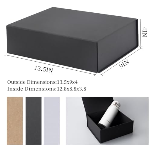Image of Rsgift Gift Box Bulk Black Graduation Gift Card Box 13.5x9x4 Inches,Gift Boxes with lid for Birthday Christmas,Thanksgiving Day Gift Box with Magnet Closure for Man Wedding Male,Birthday,Christmas
