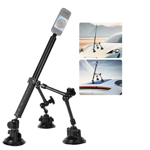 Perche extensible de voyage avec triple ventouse pour vlogging