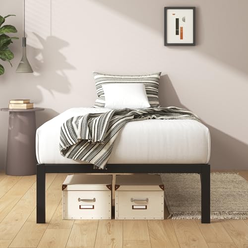 Image of ZINUS Mia Metal Platform Bed Frame, Wood Slat Support, No Box Spring Needed, Easy Assembly, Black, 75 inch x 30 inch