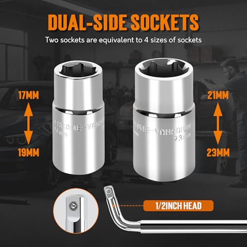 TONDA Telescoping Lug Wrench with Sockets