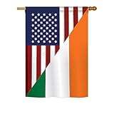 Breeze Decor - US Irish Friendship Flags of The World - Everyday Impressions Decorative Vertical...