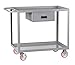 Little Giant LGL-2436-BK-DR Lip Shelf Welded Service Cart with Storage Drawer, 1200 lbs Capacity, 36" Length x 24" Width x 35" Height, 2 Shelves