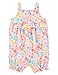 Carter's Floral Coral Cotton Romper Tank Sleeves with Ruffle Trim