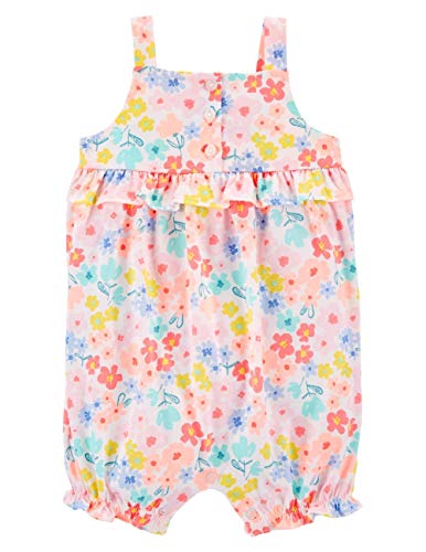 Romper de algodón fresco con volantes y estampado floral para bebé