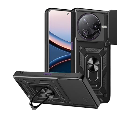 Image of Luxe Back Cover for Poco F7 Ultra 5G | D10 Tough Armor | Sliding Camera Shield | 360 Protection | Kickstand Ring Holder | Military-Grade Shockproof Bumper