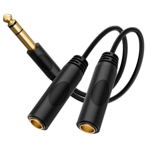 JOMLEY 1/4 Splitter Cable, 1/4 Inch (6.35mm) TRS 1 Male to 2 Female Stereo Jack Adapter, Quarter...
