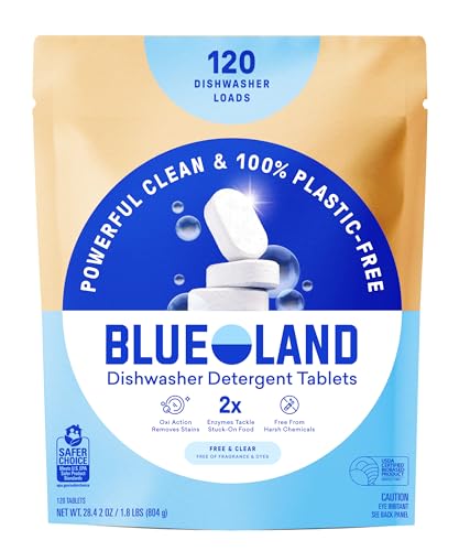 BLUELAND 100% Plastic-Free Dishwasher Detergent...