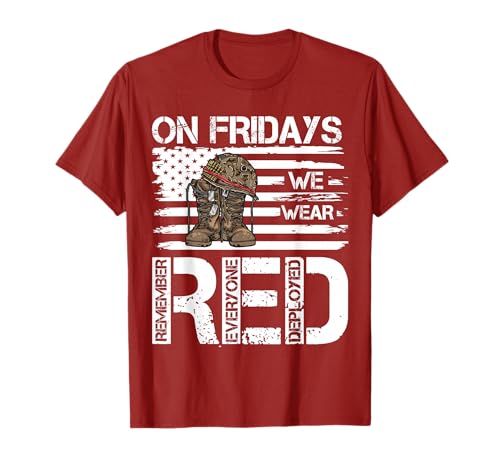 On Friday We Wear Red American Flag Military Supportive T-Shirt