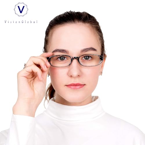 Image of VisionGlobal 1 Pairs /4 Pairs Reading Glasses with Spring Hinge, Blue Light Blocking Glasses for Women /Men
