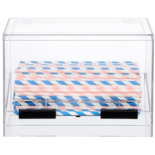 Garneck Pressing Straw Dispenser Container Acrylic Straw Box Drawer for Business