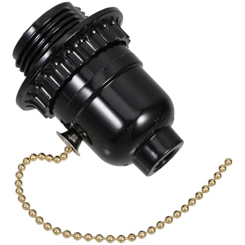 Ipetboom Portalámparas de Baquelita E27 con Interruptor de Tracción y Cadena Dorada Base de Lámpara Resistente Adaptor para Lámparas de Techo para Uso Residencial y Comercial
