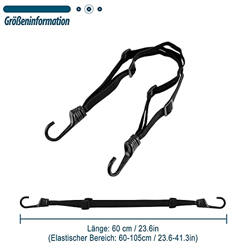 2 Stücke Gepäckspanner, Expander mit Haken, Spanngurte mit Haken, Spanngurte Kurz Mit 4 Schiebeschnalle, Spanngurt Fahrrad, Gepäckträger âSpanngurt für Motorrad Fahrrad usw (2 Stücke, 60cm) – Bild 7