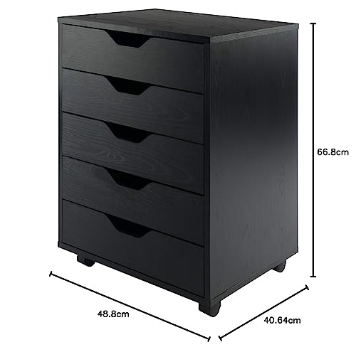 Image of Winsome Halifax Cabinet for Closet /Office, 5 Drawers, Black