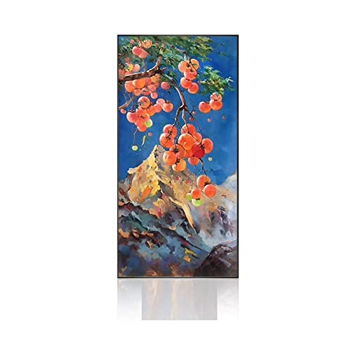 Tableau peinture à la main montagne vintage art de luxe pour entrée villa