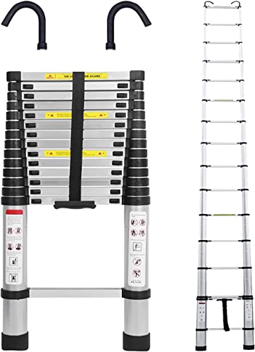 20.34 FT Telescoping Ladder Aluminum Telescopic Ladder with 2 Detachable Hooks and Non-Slip...