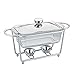 Generic Set Buffet Scaldavivande, Set Scaldavivande con Contenitore Alimenti in Vetro Trasparente Coperchio in Acciaio Inossidabile Cucina, Matrimoni, Feste, Banchetti, Sala Pranzo, 1,4 Quart