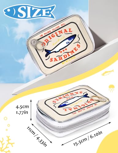Cessfle Canned Sardines Makeup Bag, Funny Sardine Tin Fish Cosmetic Bag, Creative Cute Makeup Bag Kawaii Pencil Case Pouch, Coquette Make up Pouch for Women3