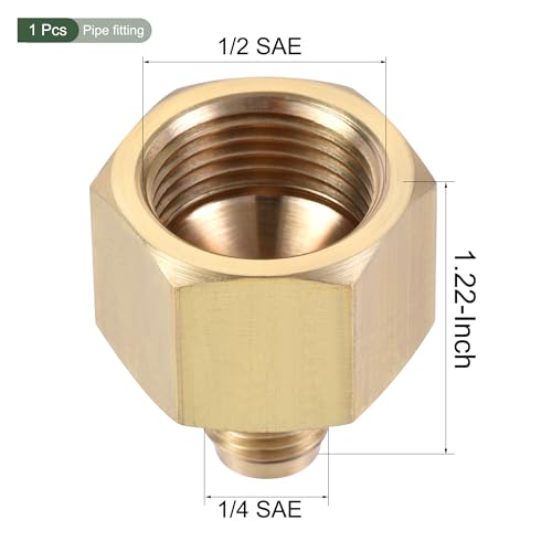 Image of YOKIVE Pipe Fitting, Brass Tube Adapter Connectors, Great for Hydraulic Applications (1 /4 SAE Flare Male & 1 /2 SAE Female)