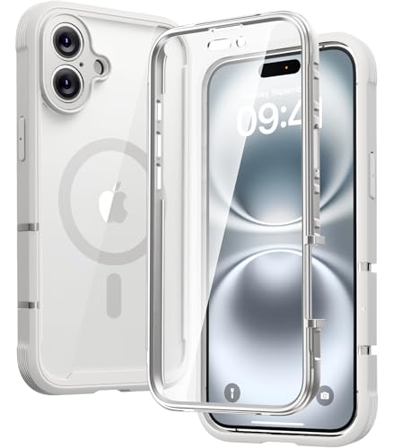 Évitez les rayures d'objectif avec la coque magnétique iPhone 16 Diaclara blanche