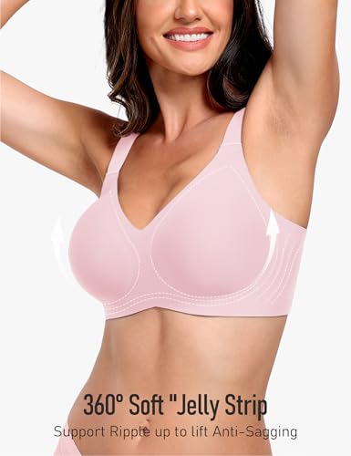 Image of GXOULRRA V Lace Wireless Jelly Bra Seamless Push Up Bras for Women No Underwire Full Coverage Comfortable Sleep Bralette
