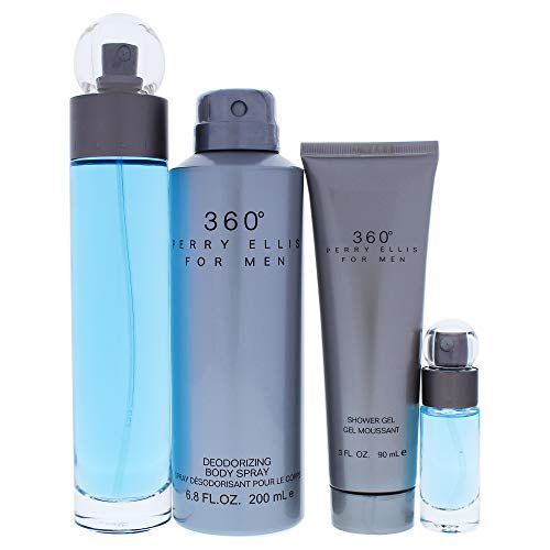 Perry Ellis 360 By Perry Ellis For Men - 4 Pc Gift Set 3.4Oz Edt Spray, 6.8Oz Deodorizing Body Spray, 3.0Oz Shower Gel, 0.25Oz Edt Spray, 4Count #TOP1