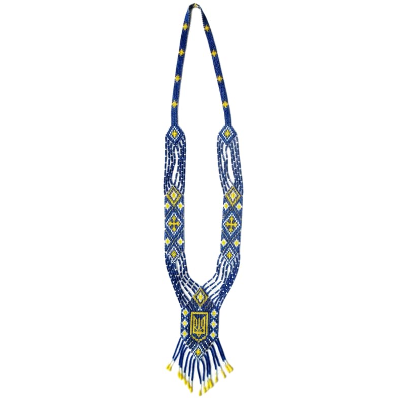 Collier gerdan ukrainien fait main perles de rocaille bijou traditionnel