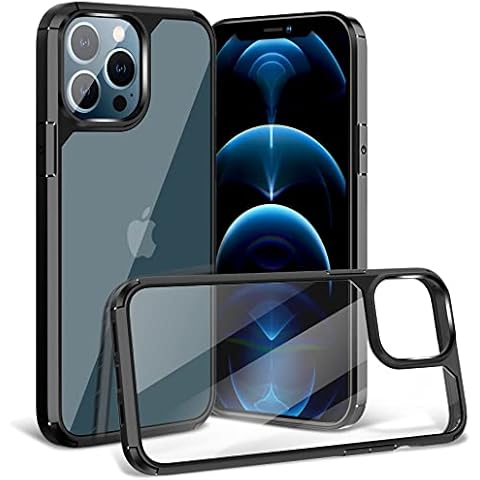 YisrLery Case Compatible with iPhone 12 Pro Max Case Shockproof Mil-grade Protection Clear Cover Durable Hard Back with Soft Silicone Edge Bumper Anti-Scratch Caes for iPhone 12 Pro Max - Black Cover