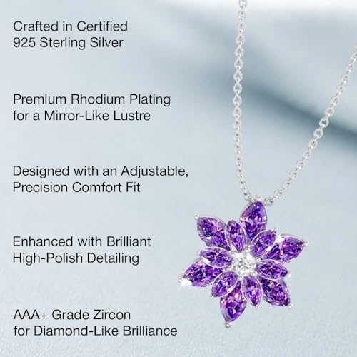 Image of Miss Highness 925 Pure Silver Floral Pendant Necklace for Women & Girls | Minimal Daily Wear | Silver Jewellery With Authenticity Certificate | Gift for Girlfriend Wife | With Chain Pendant,(MHN-P-46