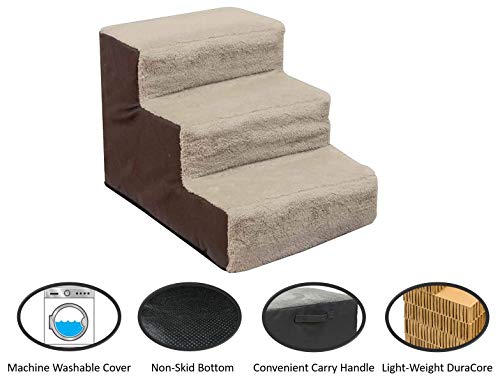 Dallas Manufacturing Co. 3 Step Home Décor Pet Steps, Brown & Tan