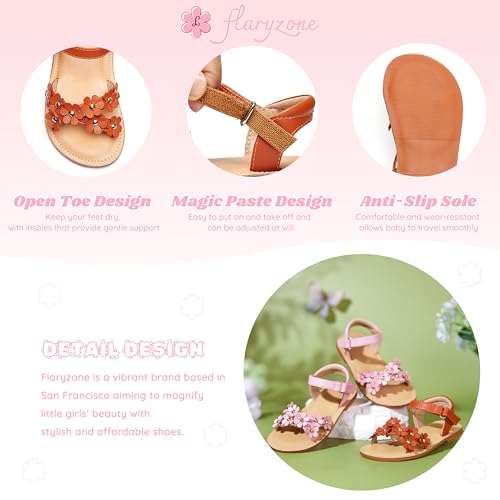 Image of Flaryzone Girls Sandals Open Toe Summer Flats Dress Sandals Shoes Toddler /Little Kid