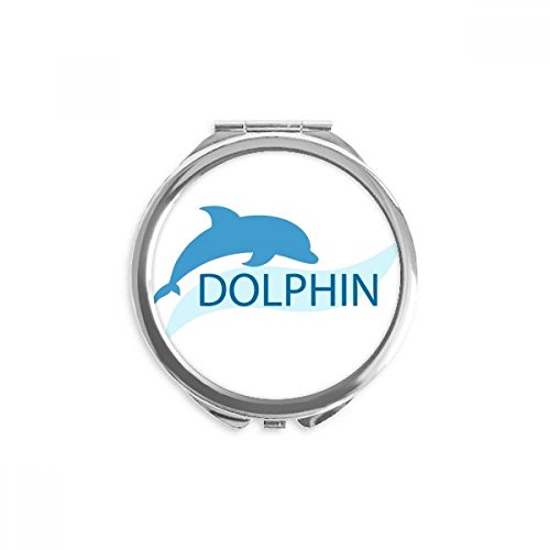 Miroir rond maquillage de poche dauphin bleu 2.6'' portable