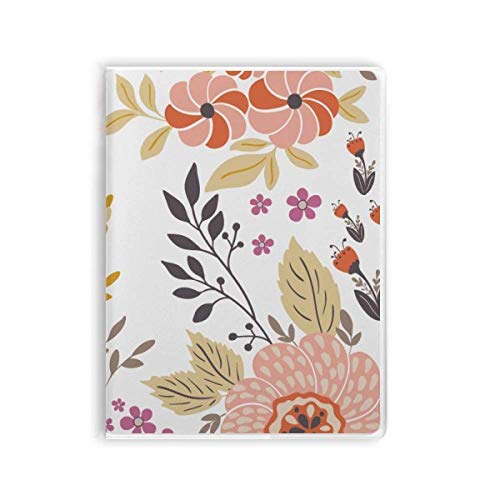 Carnet de notes souple motif fleurs blanc jaune orange pour journal intime et bureau
