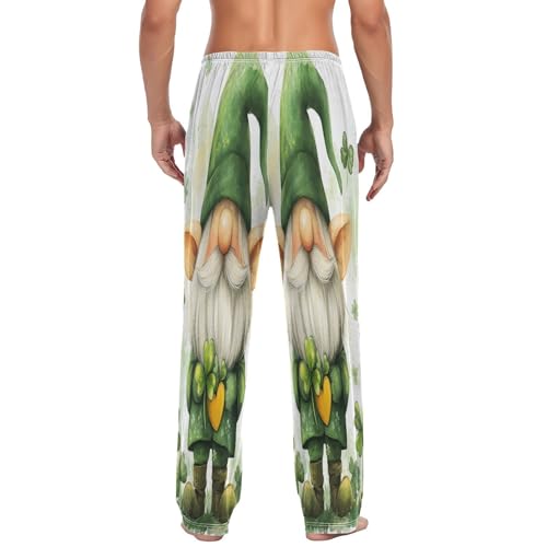 ALAZA Men's Happy St. Patrick's Day Cute Gnome Shamrock Sleep Pajama Pant2