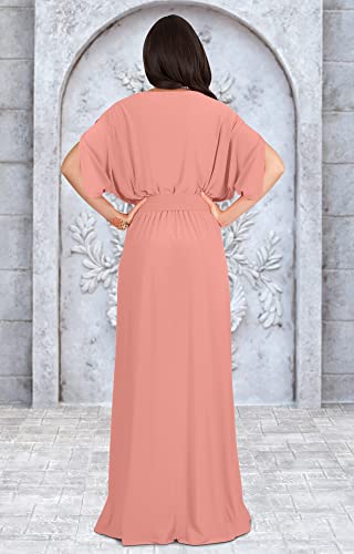 Image of KOH KOH Womens Long Semi-Formal Short Sleeve V-Neck Floor Length Maxi Dress Gown
