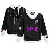 Flyself Unisex Kpop Stray Kids MANIAC Jeansjacke mit Kapuze Sweatjacke Langarm Hoodies Pullover Denim Jacket Denim Mantel Kapuzenpullover für Herren und Damen