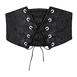 JASGOOD Women Elastic Wide Waist Belt Lace-up Tied Waspie Corset Belt for Dress