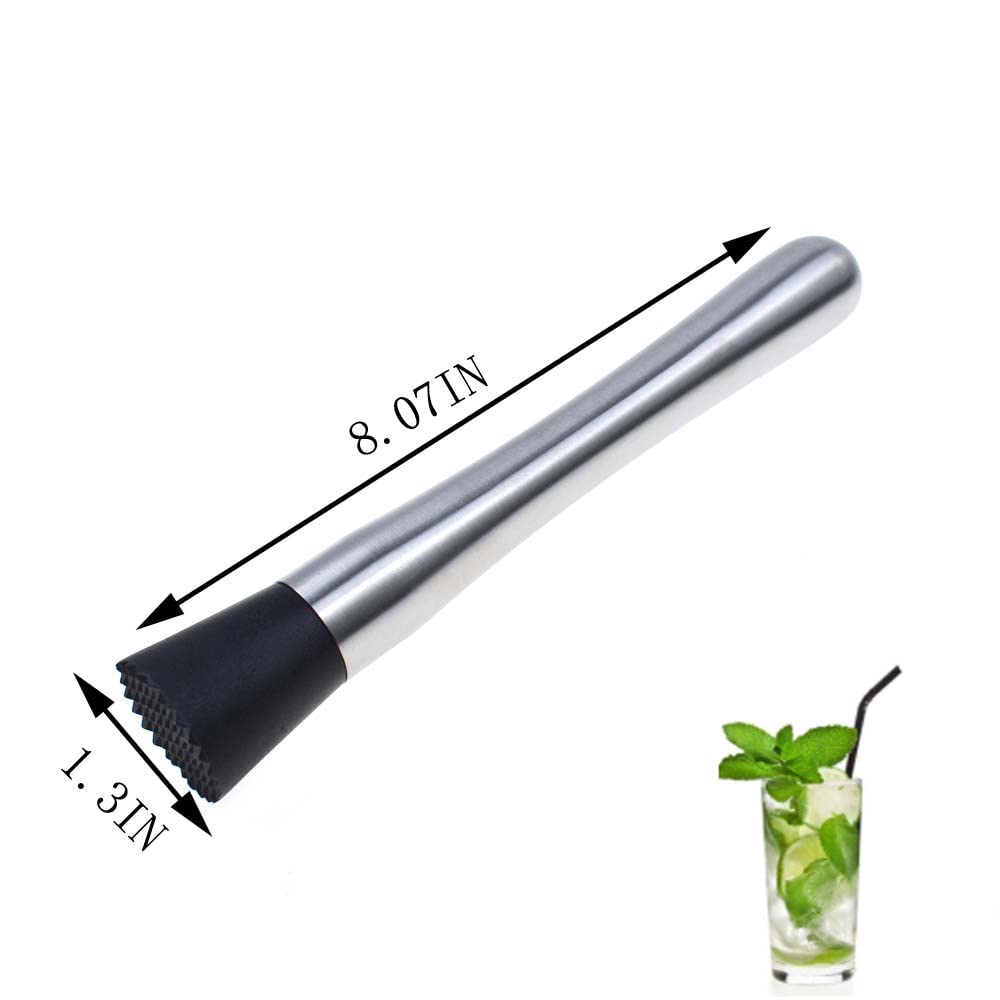 RELAND SUN Stainless Steel Muddler - Professional drink Tool Old Fashioned - Mixing Tool - Fruit Crusher Mint Based Drink Shaker Home Kitchen Tool